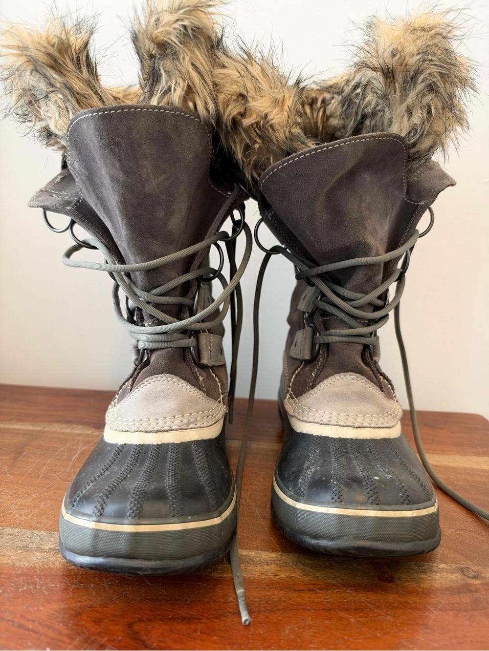 Sorel Brown and Black Faux-Fur Lace-Up Winter Boots